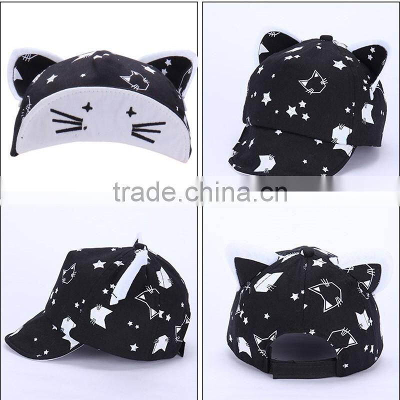 Heat transfer printing Kid Baseball Caps With Ears Children Hats