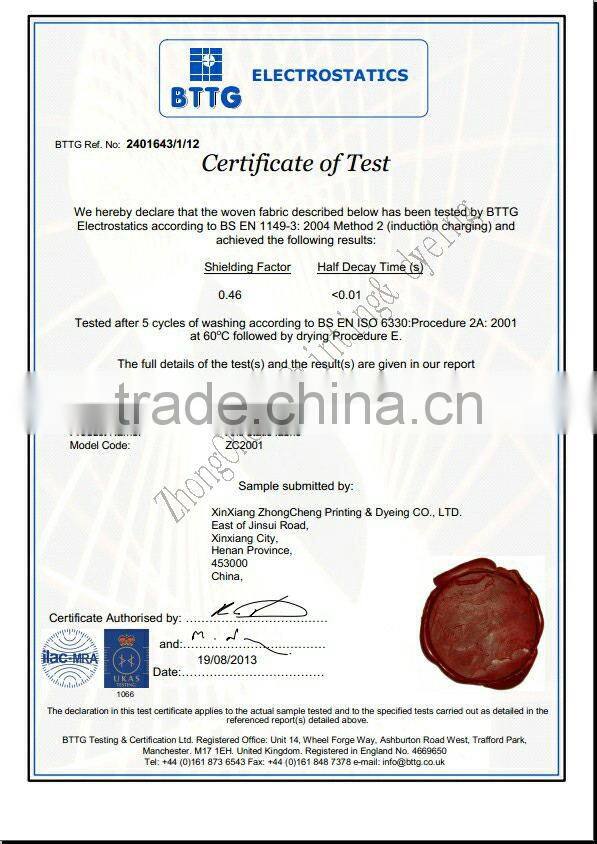 Factory supply the newest factory supply anti-static cotton fabric top quality