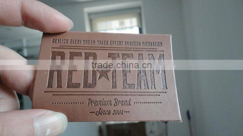 2017 high quality jeans pu leather label design