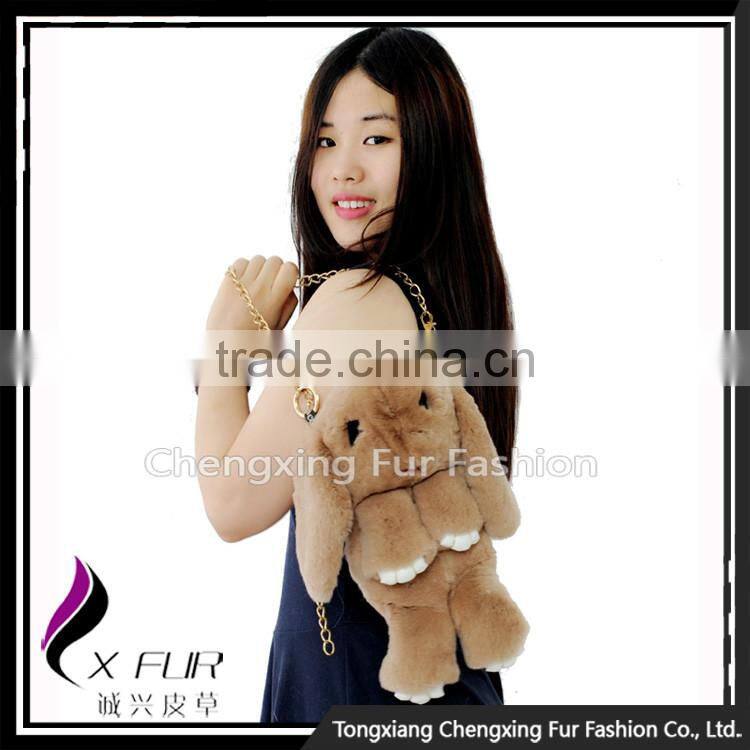 CX-H-15 Cute Rabbit Shape Women Genuine Rex Rabbit Fur Handbag