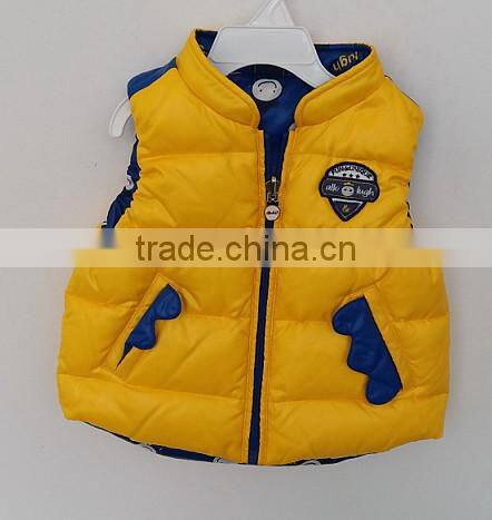 kids red and yellow down ski waistcoat for winter