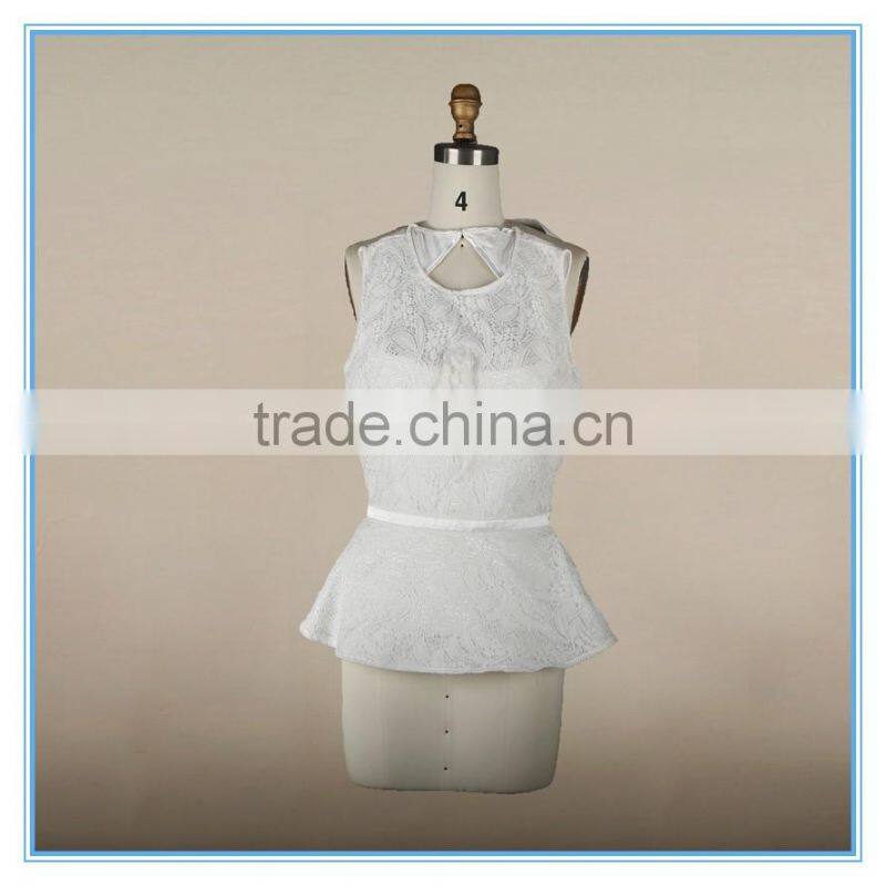 Full Lace Latest Fancy Tops Girls With Peplum Sweep