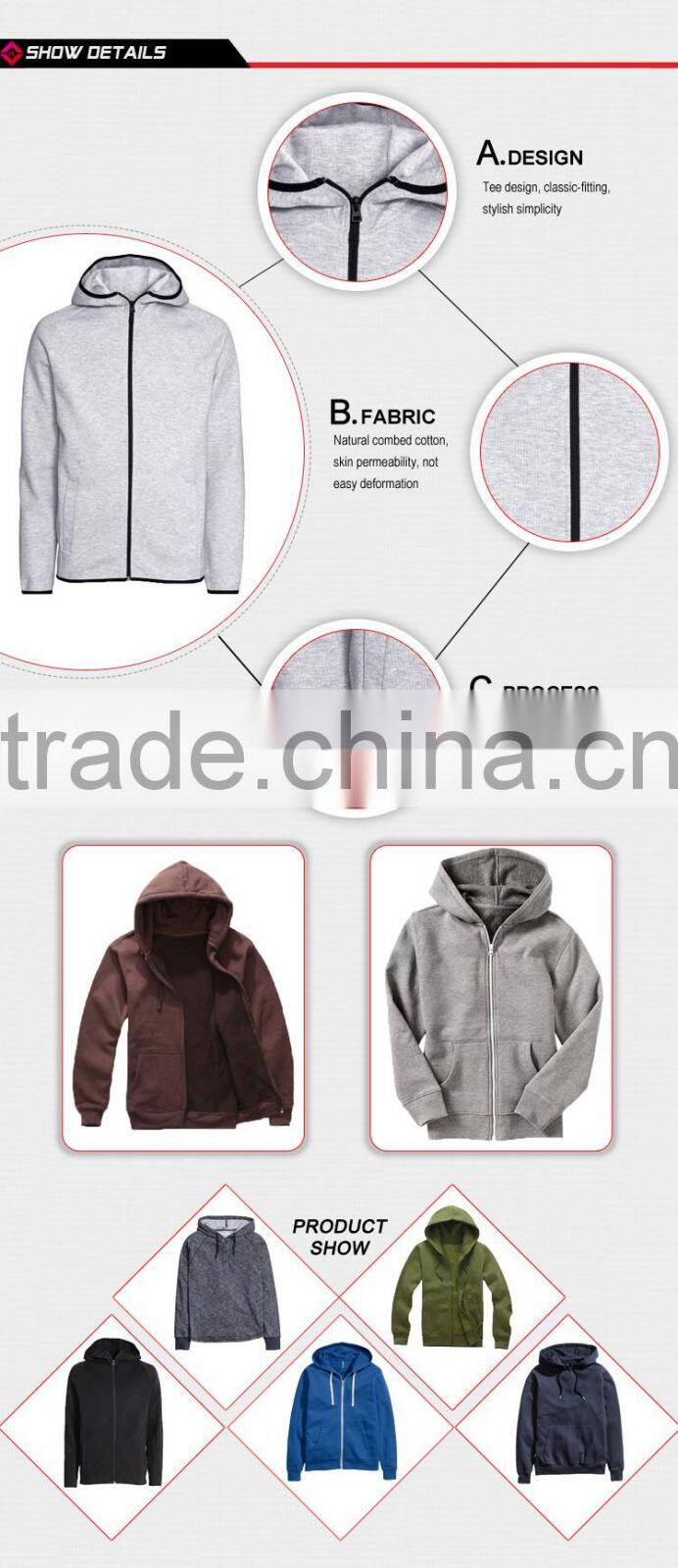 Hotting Selling custom unisex grey pullover hoodies wholesale /new design fleece sweatshirt pullover