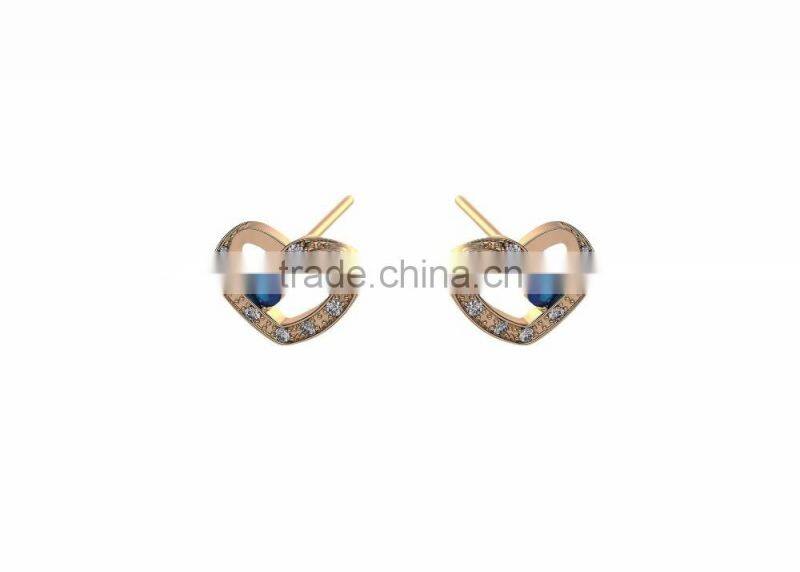 Gold Plated Fancy Small Gemstone Heart Earrings