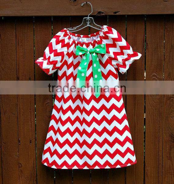 Christmas Clothes Baby Girl Frock Red And White Chevron Dress