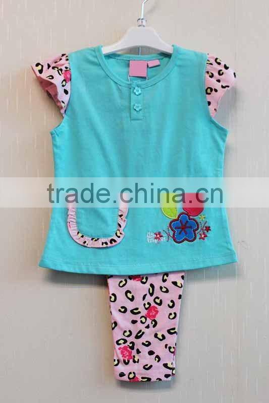 Lovely Style Baby Summer Pajama Short Sleeve Knitted Baby Girls Summer Pajama Set TP-7715