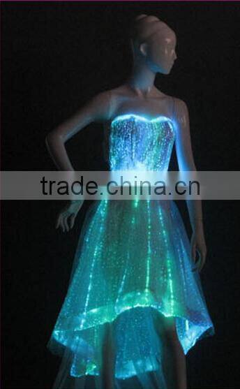 Popular ball gown fiber optic led light mini evening dress 2014