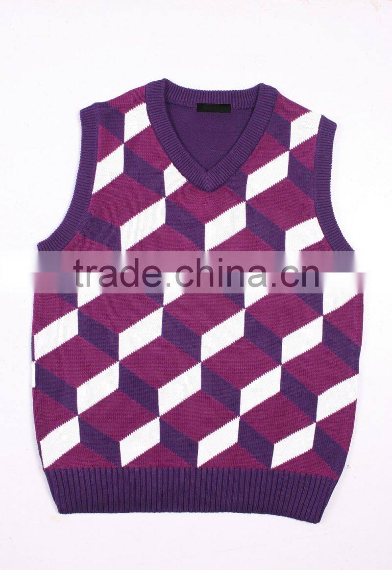 Cotton Knitting Men's Sleeveless Sweater Vest Patterns