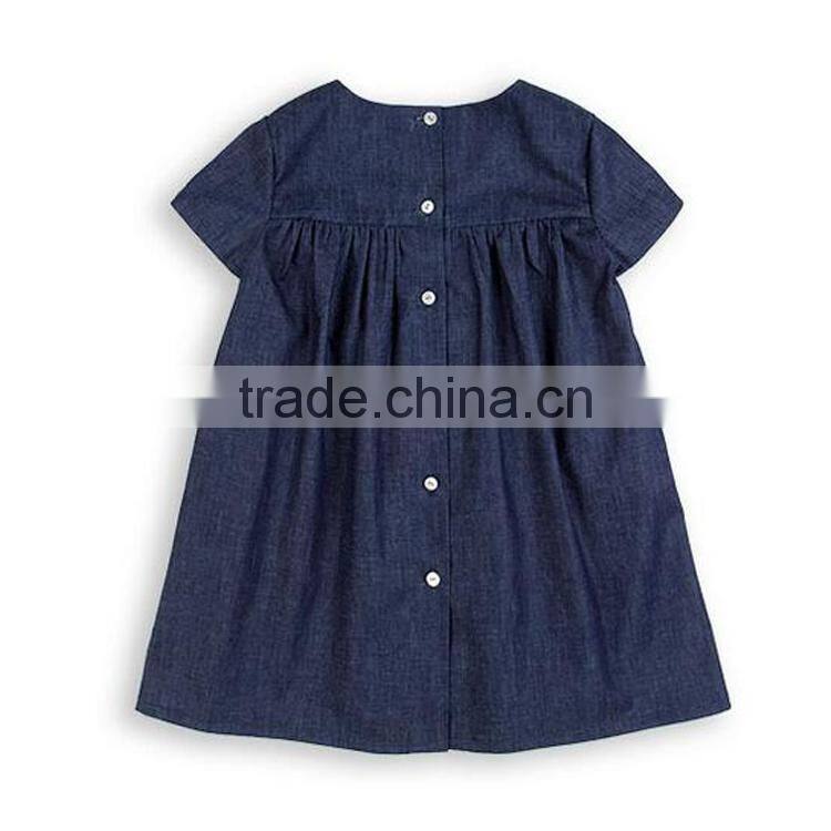 Denim blue smocked bishop girl dress