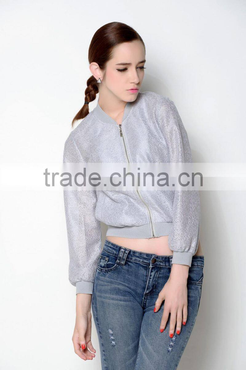 unique comfortable fabric used fashion casual crop style women coat model