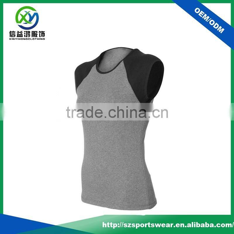 New design contrast raglan sleeve women slim fit sport t shirts