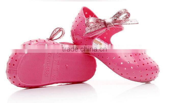 Shining side bow velcro type mini melissa jelly shoes