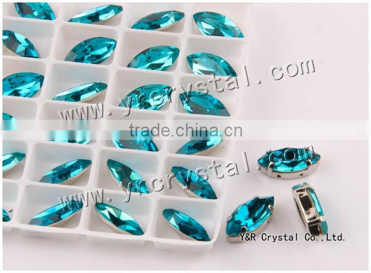 Navette crystal fancy stone 5*10mm,7*15mm, 9*18mm blue zircon crystal rhinestone