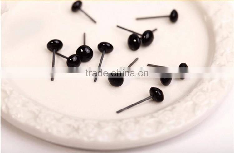 6mm Needle Felted Toy Accessories Craft Wire Back Black Plastic Eyes