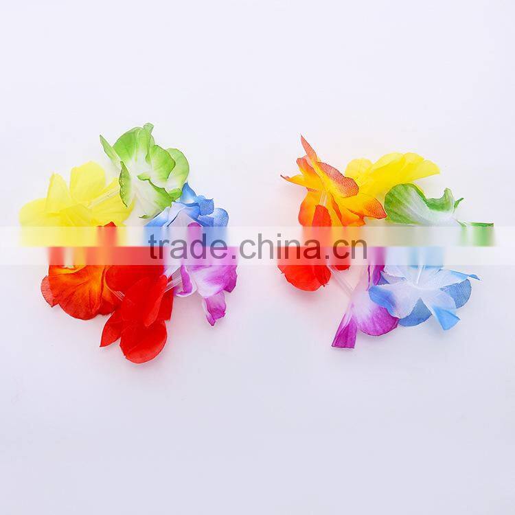 Hawaii Flower Necklaces Hula Lei Garland Set Headband Wristband For Party Dance
