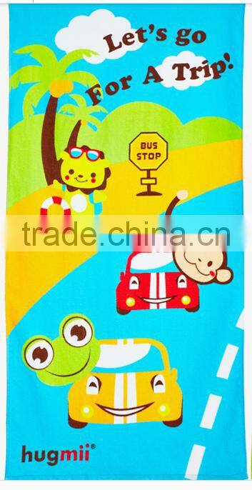 China factory custom vivid cartoon velour print cotton beach towel