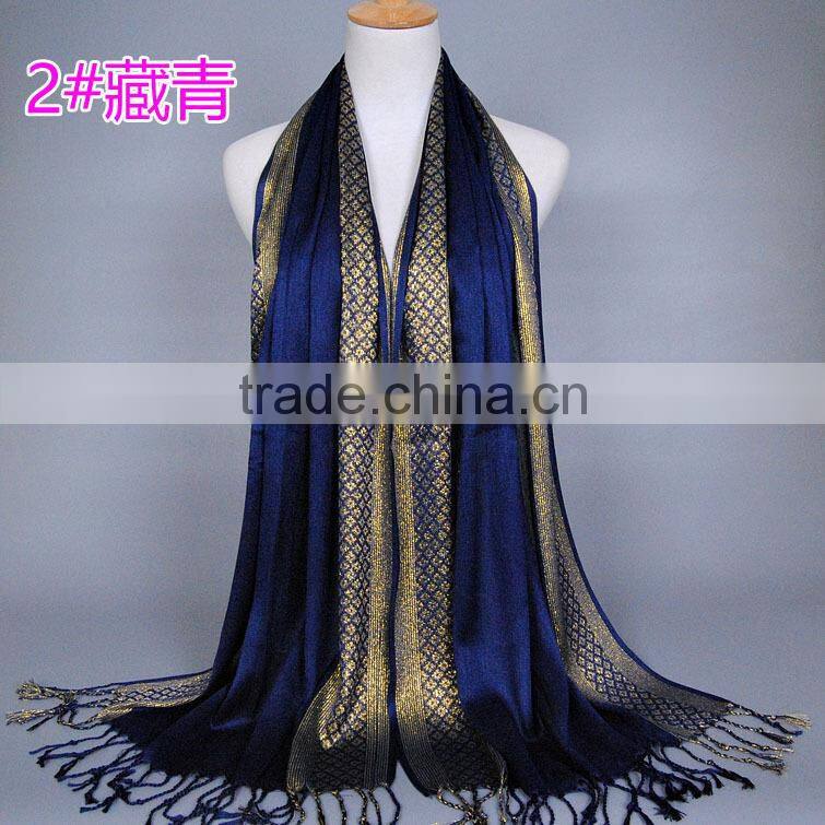 shiny long tassel muslim scarf/16 color muslim tassel scarf/islamic hot sell women hijab