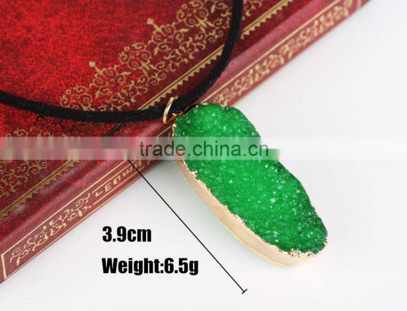 Natural Crystal Quartz Stone Gold Plated Pendant Womens Irregular Necklace