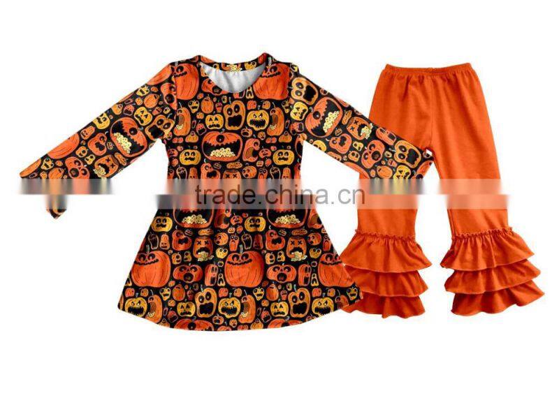 New design kids halloween clothing children boutique set halloween boutique winter outfits