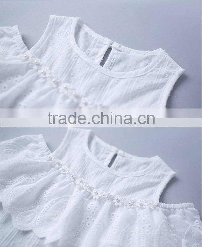 Wholesale Children Off Shoulder Full Blouse Design Solid Color Shirts Baby Girls New Style Lace Shirt