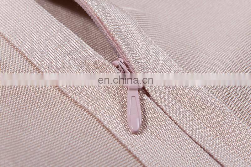 Amigo 2017 fashion beige long sleeve halter backless crossover bandage dress elegant prom dresses for celebrity in red carpet