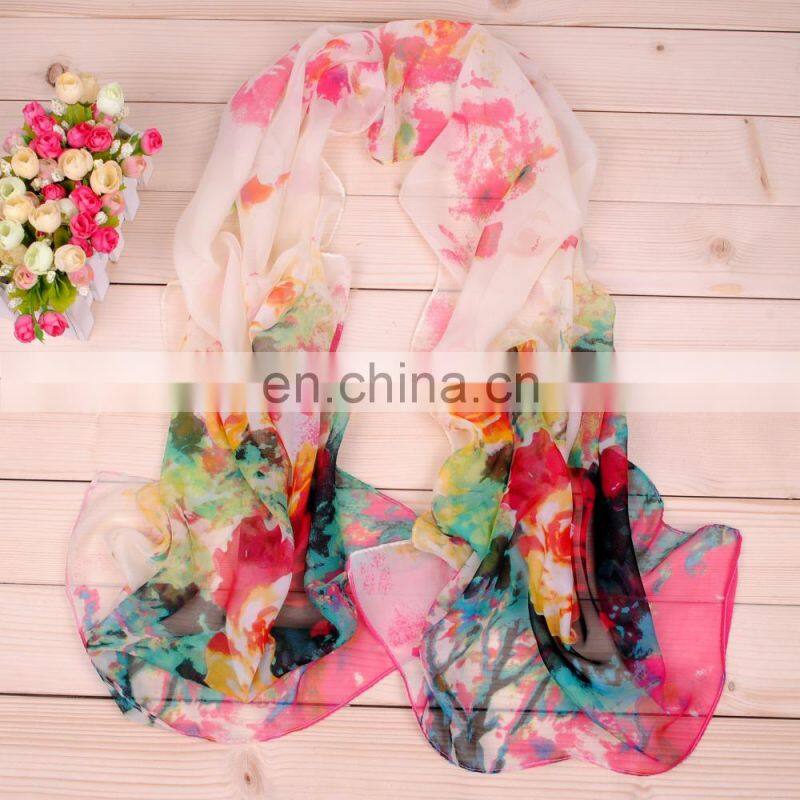 wholesale china mixed color silk scarf chiffon georgette scarves