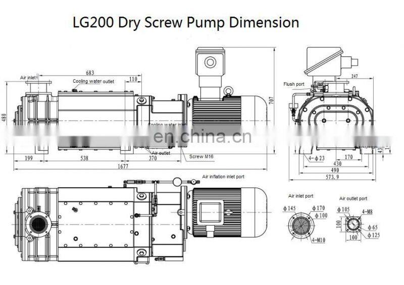 EVP factory price screw vacuum pump LG200 replacement of Edwards oil less dry vacuum pumps