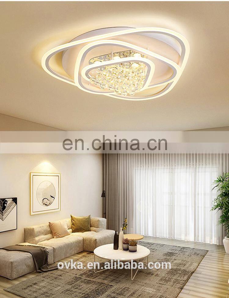 New design modern acrylic hotel dimmable with luxury crystal led ceiling light