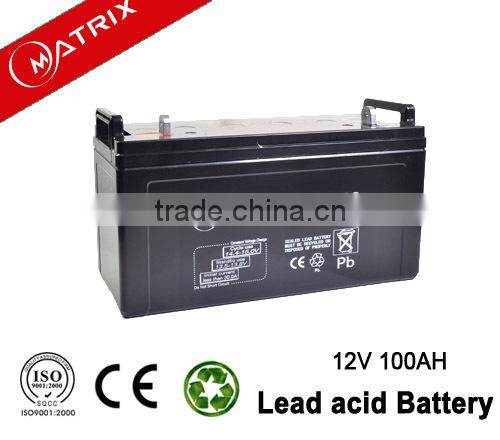 Top quality vrla battery 12v 100ah for solar storage and wind turbine