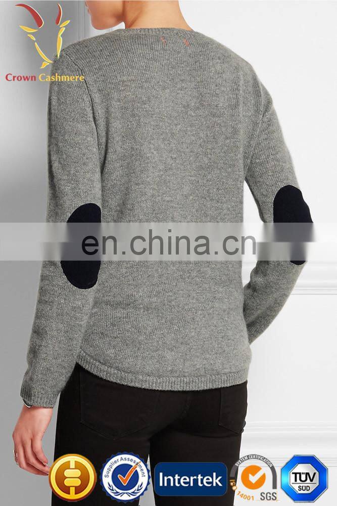 Fashional Elbow Patch Sweater For Women Pullover