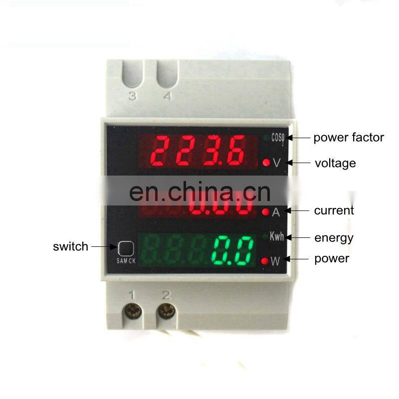 D52-2047 Din Rail Digital 0-100.0A Ammeter AC 80-300V Voltmeter Led Display Amp Volt Energy Power Meter Active Watt Meter