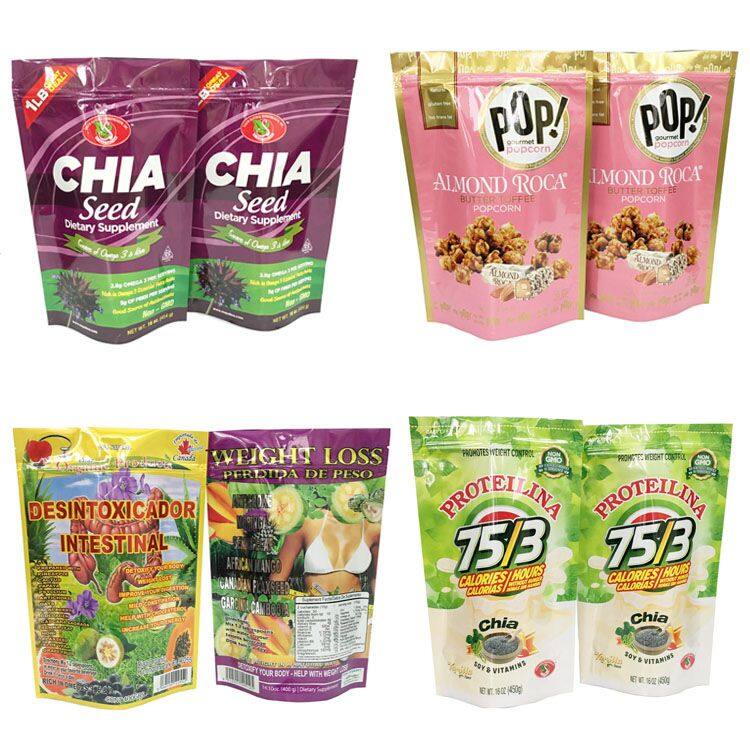 Recycle colorful digital foil printing plastic zipper bags for snack packing food bag