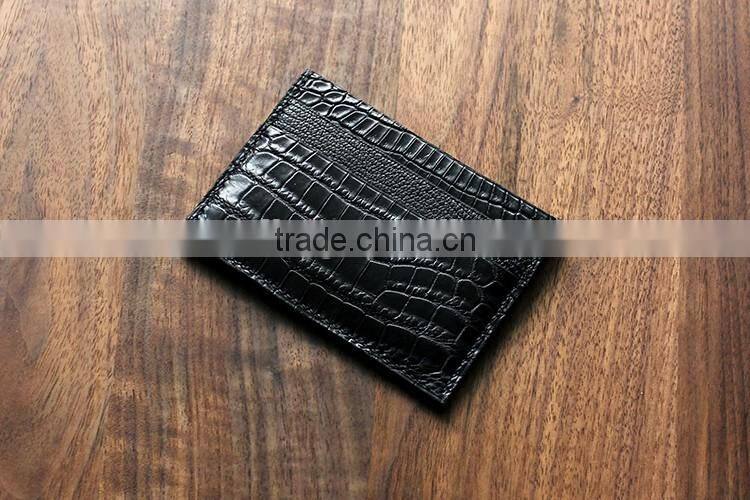 High Quality Wholesale Handmade Black Color Genuine Real Crocodile Alligator Skin Leather Credit Card Holder Purse Pocket Wallet