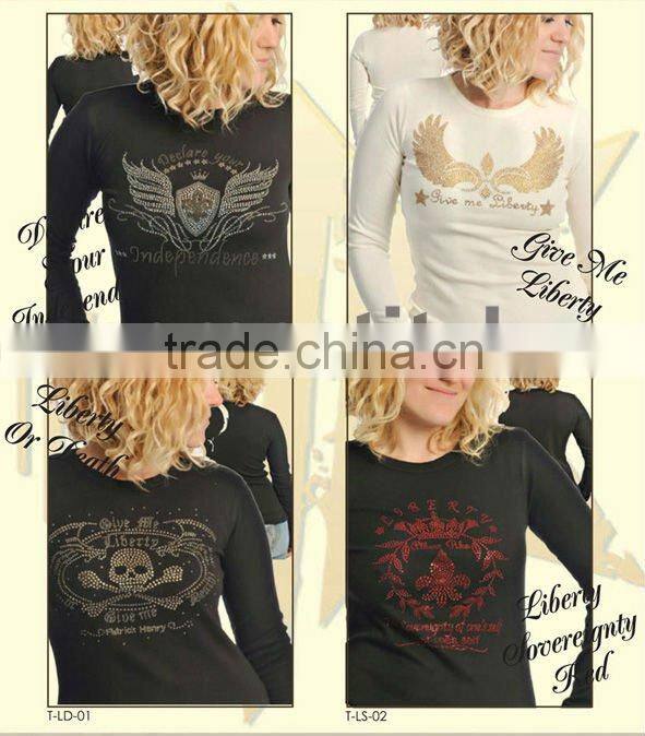 Hot sale! rhinestone T-shirt design