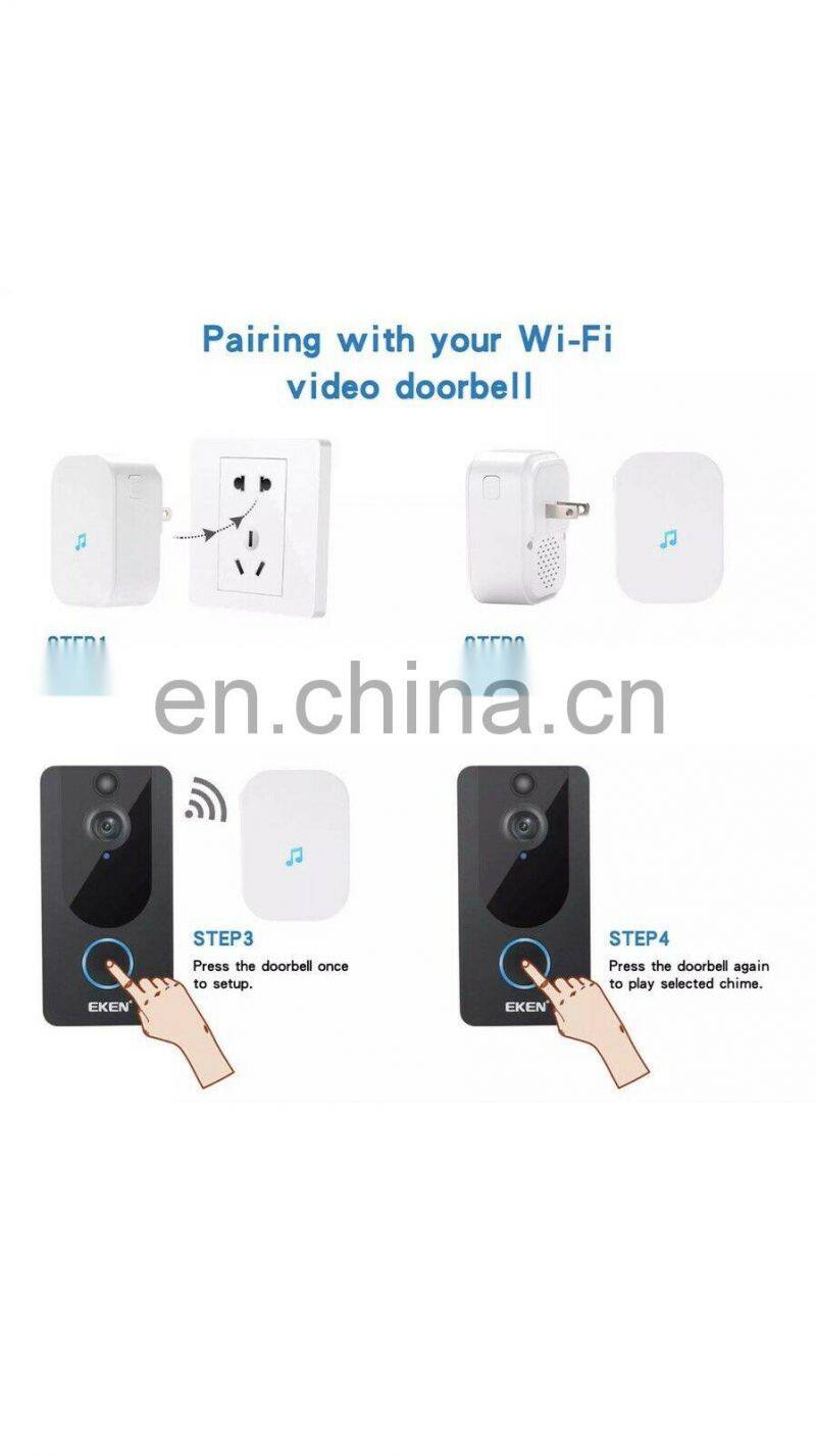 2020 Trending Wholesale Phone Intercom Remote Monitoring EKEN V7 1080p WiFi Video Doorbell Camera for House