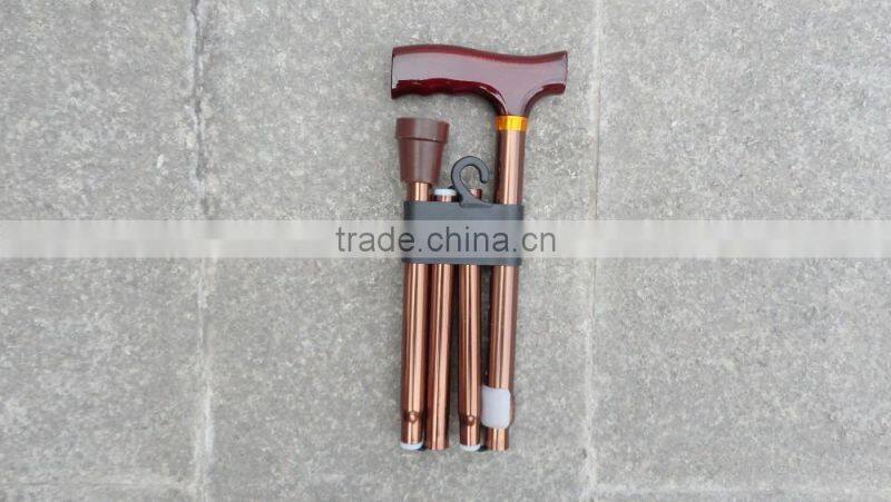 5-Sections Foldable Walking Cane Brown Color