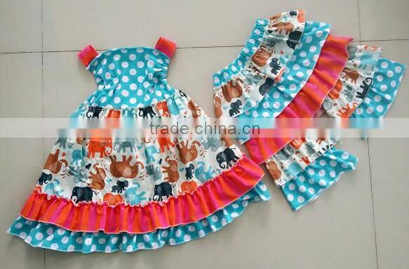 2016 boutique girl clothes 4 July fabric girls outfits kids clothing sets and stripe pants with ruffle