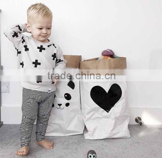 Popular Heavy Kraft Paper Bag,Animal Letter Cross Paper Storage Bags,Toys Clothes Kids Wall Pocket Children Room