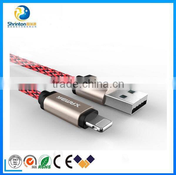 High Quality Remax 1M Nylon Braided USB Cable Fast charging sync Data Cable for iPhone5/5s/6/6s