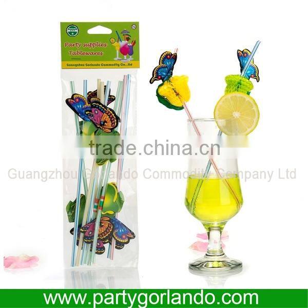 Modern hot sell fancy butterfly plastic drinking straw