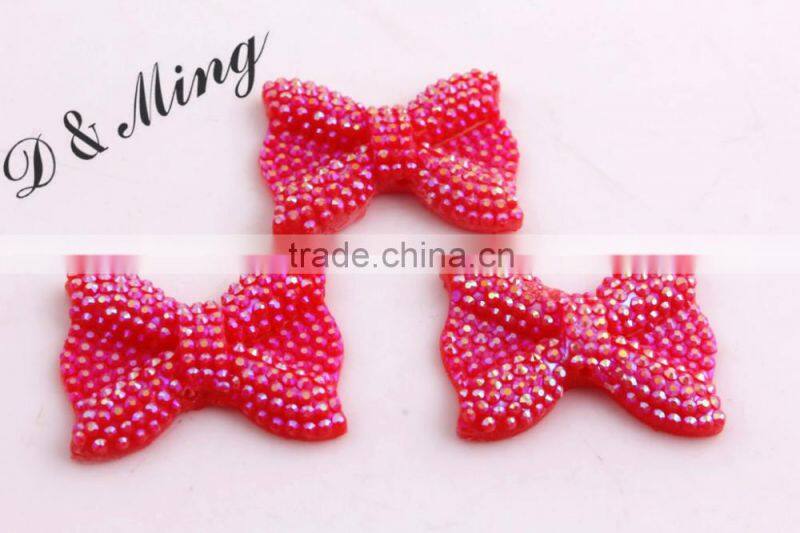 21x28MM Yellow AB Color Custom Color Accept Retail Sale High Quality Resin Rhinestone Bow Beads for Necklace Jewelry