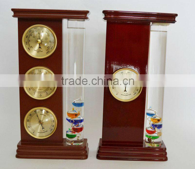 GALILEO THERMOMETER WITH BLUE WOODEN FRAME