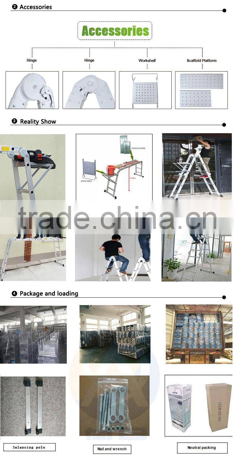 YK New style nonslip lightweight multi-purpose ladder pass ce 12 ft ladder