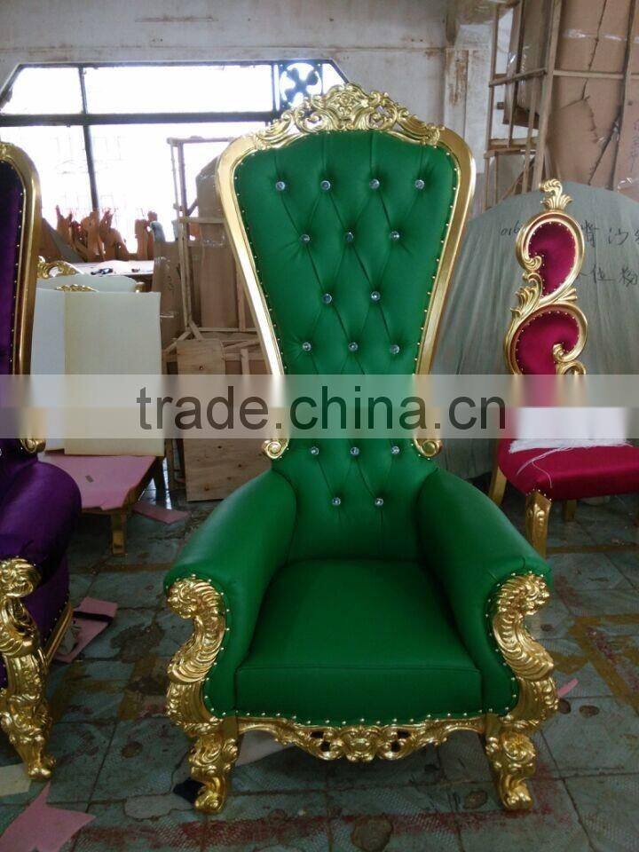 Cheap Golden Silver Classic Antique Reproduction Wooden Royal King Throne Chair