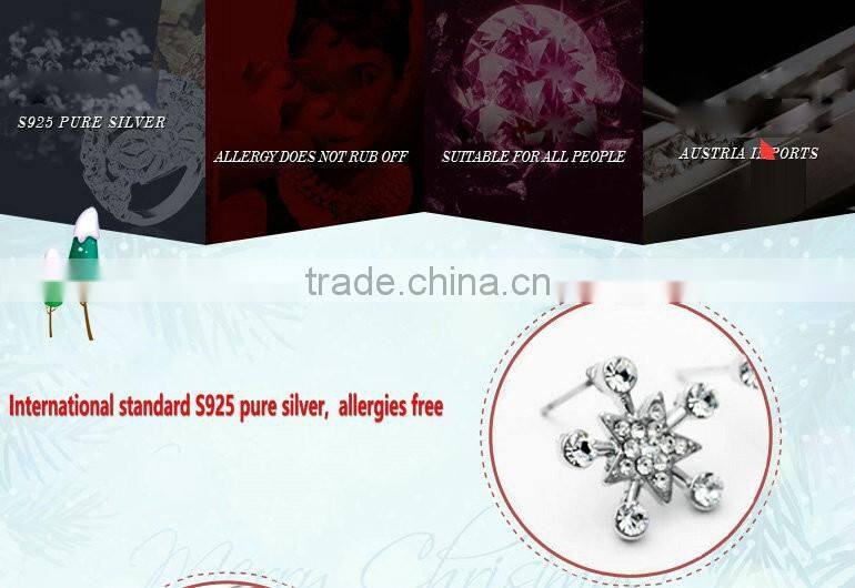 European and American fashion hot style Austrian crystal snowflake silver jewelry set 925