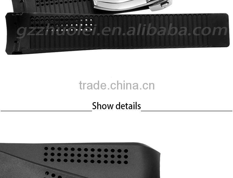 New Arrival Waterproof Black Silicone Rubber WristWatch watch Strap Band Replacement 22mm