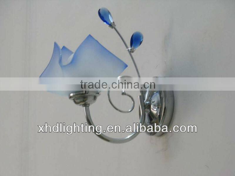 Rural style wall lighting beautiful design chinese classical lamp blue glass lamp shade