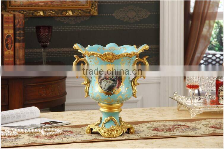 Antique brass European porcelain flower pots for home deco