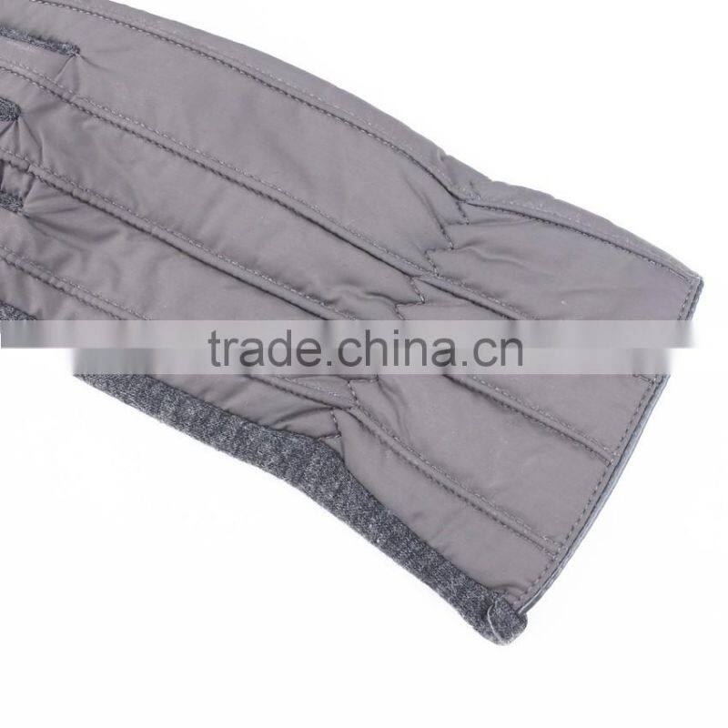 Gray eiderdown touch screen goves with four outside sewing lines