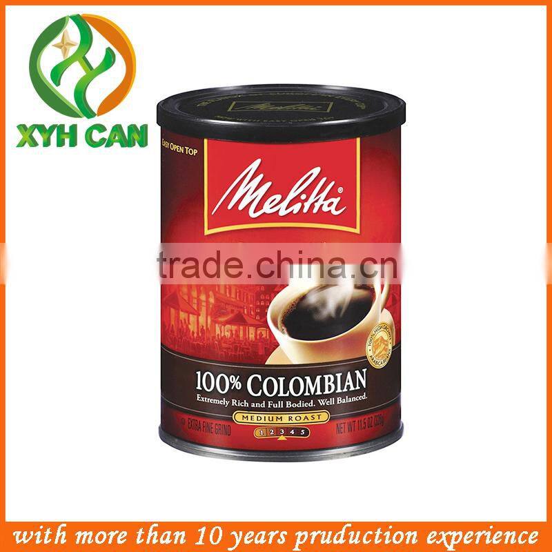 Food grade Empty Round Coffee Can/ coffee tin box/tin container for tea/coffee
